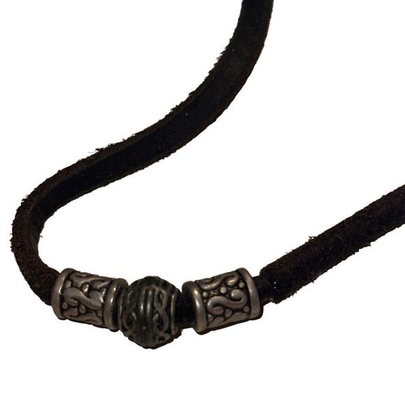 New" Handmade Black Leather Single Strand Boho Collar Necklace Unisex OS - Picture 1 of 5